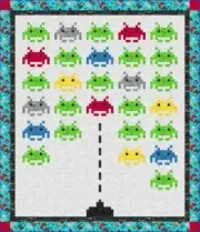 Quilt Kit - Invaders - 81" x 94" Gaming Zone Double Size Quilt - BLUE Version