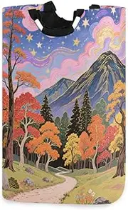 Autumn Trees Mystery laundry baskets, foldable and waterproof storage containers baskets with sturdy handle tubs essentials 13.5 gallon for house closet nursery