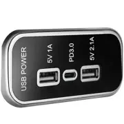 3 Ports Type-C Dual USB Socket Charger LED Light Power Outlet For Car Boat ATV (for: Fiat)