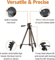 50-Inch Lightweight Portable Camera Mount Tripod Stand with Bag, for Travel Phot