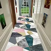 Modern Hallway Runner Rug, Non-Slip Backing Floor Mat, Washable Carpet for Corridor, Kitchen, Entryway,0.6m x 5m