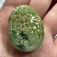 在飛比找蝦皮購物優惠-(玉見玉品)天然緬甸玉A貨翡翠 三彩 龍鳳牌 仿古雙面雕 手