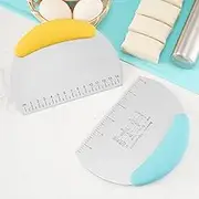 2 Pcs Stainless Steel Food Scraper and Chopper Pastry Baking Bench Dough Scraper,Bread Dough Cutter.Anti-Slip Kitchen Baking Spatula Scraper,Multi-Purpose Kitchen Utensil for Dough,Cake,Pizza