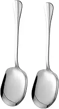 NOLITOY 2pcs Extra Large Stainless Steel Serving Spoons with Comfortable Grip for Buffet and Dinner for Rice Soup Salads Dishwasher Safe Fashionable and Photo Ready Design