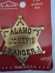 New The Alamo Ranger Badge Golden Toy Badge Personalized "Joseph" Made In USA