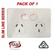 1 x SLIM - Double 10Amp Powerpoint / GPO Outlet Electrical Power Point SLIMLINE
