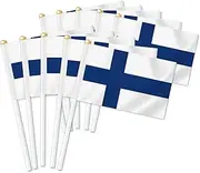 10 PCS Finland Handheld Small Flag, Finns Hand held Mini Decor Decoration Banner