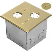 Orbit FLB-R2G-DD-BR FLR BOX RND PLUG TYPE, (SQR. PLT) W/ 2-RECEPT.(T.R.), BRASS