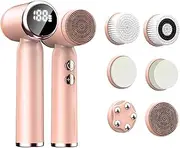 6 in 1 Spin Facial Cleansing Brush with LED Display, Rechargeable Electric Face Cleansing Brush with 6 Facial Spin Brush Heads