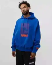 Heron Preston Censored Heron Blue Graphic Hoodie L100503 Size Medium