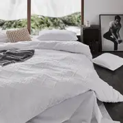 CleverPolly Microfibre Tufted Quilt Cover Set - White