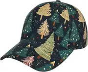 [CADREWY] Christmas Tree Print Trendy Unisex Baseball Cap Adjustable Snapback Hat for Men and Women Outdoor Hat Black, Black, One Size