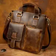 leather handbag leather men's bag casual leather briefcase retro han