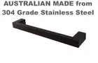 AUST. MADE Matt Black Square Single Bath Hand Towel Rail Stainless Steel 25x15