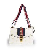 Ecru Leather Sylvie Bee Star Shoulder Bag
