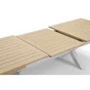 Austin Outdoor 2.2m - 3m Extension Dining Table with Light Oak Aluminium Top - Outdoor Aluminium Tables