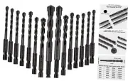 15 pcs Masonry Drill Bits Set, Ceramic Tile Drill Bits Carbide Tip for Black