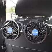 Electric Car Fans for Rear Seat Passenger Portable Car Seat Fan Headrest 360 Degree Rotatable Backseat Car Fan 12V Cooling Air Fan with Stepless Speed Regulation for SUV, RV, Vehicles