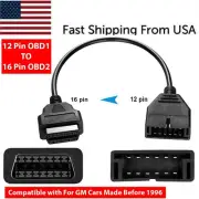12 Pin OBD 1 To 16 Pin OBD2 Convertor Adapter Cable For GM Diagnostic Scanner