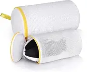 Laundry Bag for Shoes, Polyester Zippered Mesh Shoes Wash Bags, Reusable Shoe Wash Bag for Sneaker, Socks, Bras, Set of 2(Yellow)