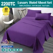 Luxury 2200TC Hotel 4Piece Soft Flat Fitted Sheet Set Single Queen King Size Bed
