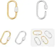 UNICRAFTALE 4Pcs 2 Colors Screw Carabiner Lock Charms Stainless Steel Screw Clasps 26mm Metal Oval Lock Clasps Charms with Polymer Clay Rhinestone for DIY Jewelry Making