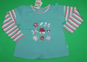 4 NWT Pumpkin Patch WOODLAND WONDERLAND Aqua Striped Stretchy SHIRT Top Girls