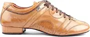 [PortDance] Men's Dance Shoes PD Casual - Leather Camel - Suede Sole, Camel