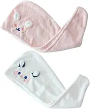 EXQUIMEUBLE 2Pcs Fleece Hair Drying Towels for Women Super Absorbent Quick Drying Hair Wraps Travel Friendly Caps for All Hair Types Soft and Comfortable Design