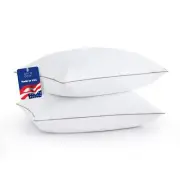 ® Goose Feathers Down Pillows Standard Size Set of 2 - Made in USA Soft Fluff...
