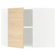 METOD corner wall cabinet with shelves, white/Askersund light ash effect, 68x37x60 cm
