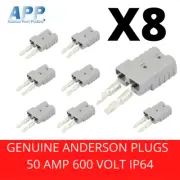 8 X Genuine Anderson APP SB50 Plug Connector 6AWG 50AMP 600V IP64 Grey