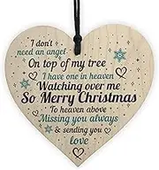 Memorial Christmas Decorations Xmas Tree Baubles Wooden Heart Mum Dad Nan Friend Gift