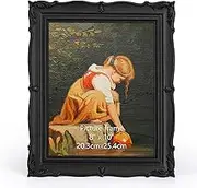 PHAREGE Vintage 8x10 Black Picture Frame, Ornate 5x7 Picture Frame with Mat or 8x10 Photo Frame without Mat, Antique Decor for Tabletop or Wall Display, 1 Pack
