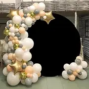 6.6ft/7.2ft Round Arch Cover Elastic Adjustable Backdrop Stand for Party Décor - Solid Color Background (Black 7.2ft)