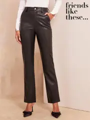 Friends Like These Black Faux Leather Smart Straight Leg Trousers (B65387) | $92