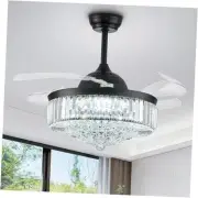 42'' Fandelier Ceiling Fan with Light, Retractable Chandelier Fan LED Dimmable