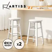 Artiss 2x Bar Stools Kitchen Dining Chairs Counter Round Stool Wooden White
