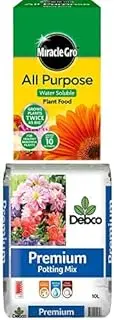 Miracle-Gro All Purpose Soluble Plant Food Fertiliser + Debco Premium Potting Mix (10L)