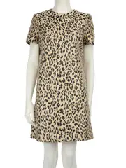 Beige Leopard Jacquard Metallic Dress