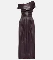 [Altuzarra] Altuzarra Corfu off-shoulder leather maxi dress AU 6 purple