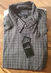 Studio Bill Blass Shirt Mens Plaid Size XL Long Sleeves