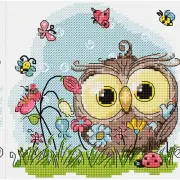 WhimsyStitch Owl Delight Cross Stitch Kit - Create Joyful Owl Art with Ease!