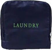 Miamica Soft Travel Laundry Bag with Zipper and Drawstring, Navy Blue & Green, 21” x 22” – Keep Your Dirty Clothes Separate and Your Suitcase Organized – Expandable, Durable, and Foldable Laundry Bag,