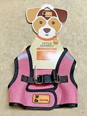 THE DOG WALKER COMPANY MESH HARNESS PINK-BLACK TRIM PUPPY/DOG MEDIUM NWT
