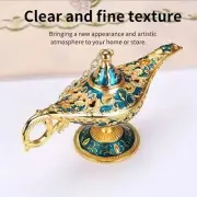 Large Dark Blue Vintage Aladdin Magic Genie Lamp - Metal Carved Wishing Light
