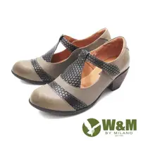 在飛比找PChome24h購物優惠-W&M (女)撞色瑪莉珍鞋 娃娃鞋 高跟鞋 女鞋 -可可(另