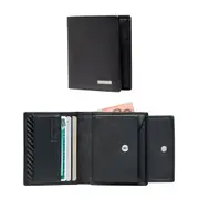 Samsonite DLX Leather Wallet - Slimline with Coin and 3 RFID Credit Card Slots - Black