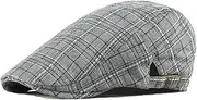 [Qiabao] Newsboy Hat for Men Adjustable Plaid Ivy Flat Cap Gatsby Cabbie Driving Hat