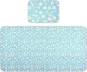 Simple Blue Daisy Cooling Baby Crib Mattress 28" x 52" Reusable Mattress Protector pad for Baby&Toddler